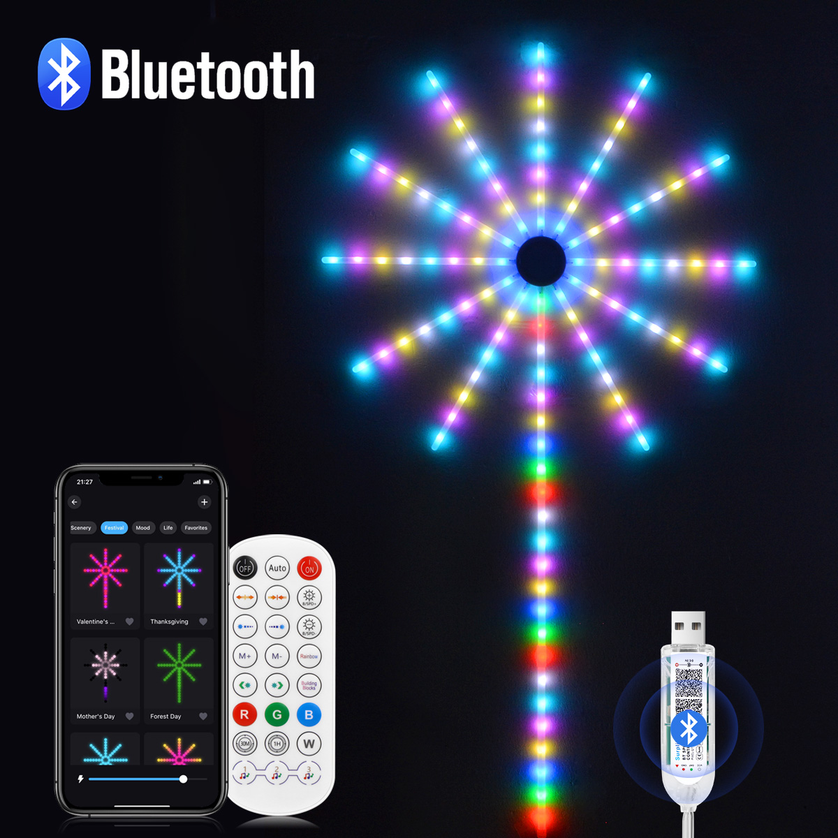 Smart Garden Festoon Lights - Christmas Fireworks Light RGBIC LED String