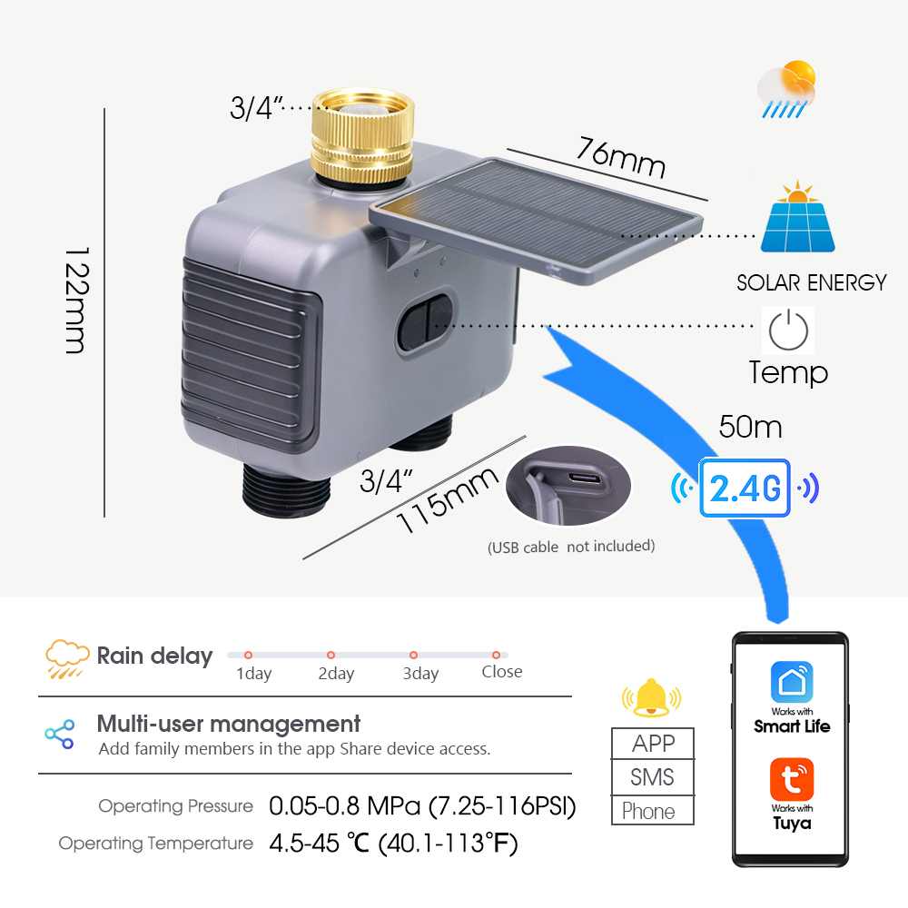 Tuay Smart Solar 2-Zone Wateri - Smart Garden Tap Timer avaliação e preço