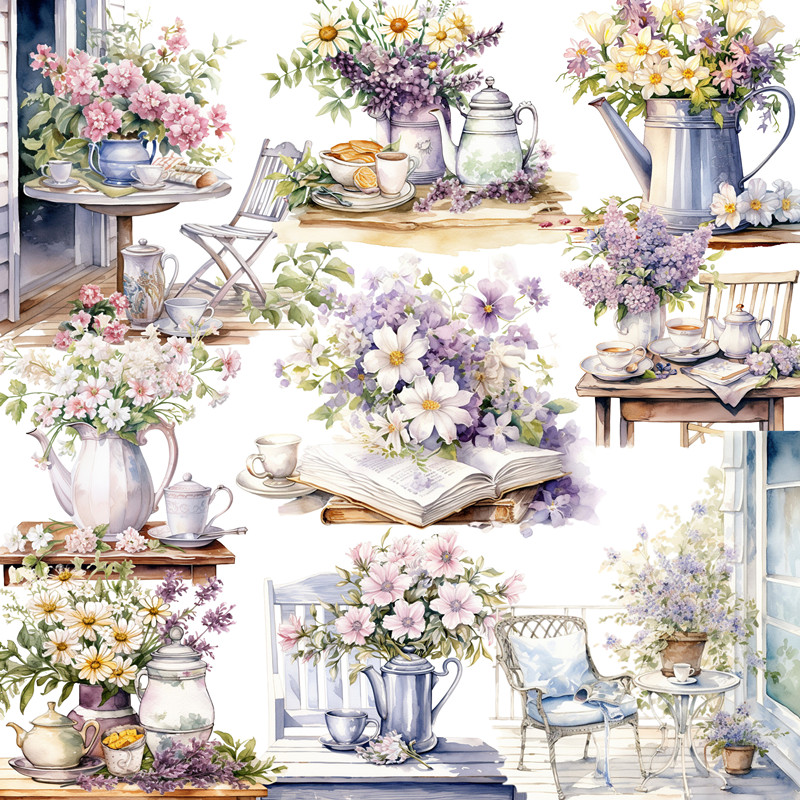 12Pcs/Pack Garden Afternoon Te - Garden Journal Planner avaliação e preço