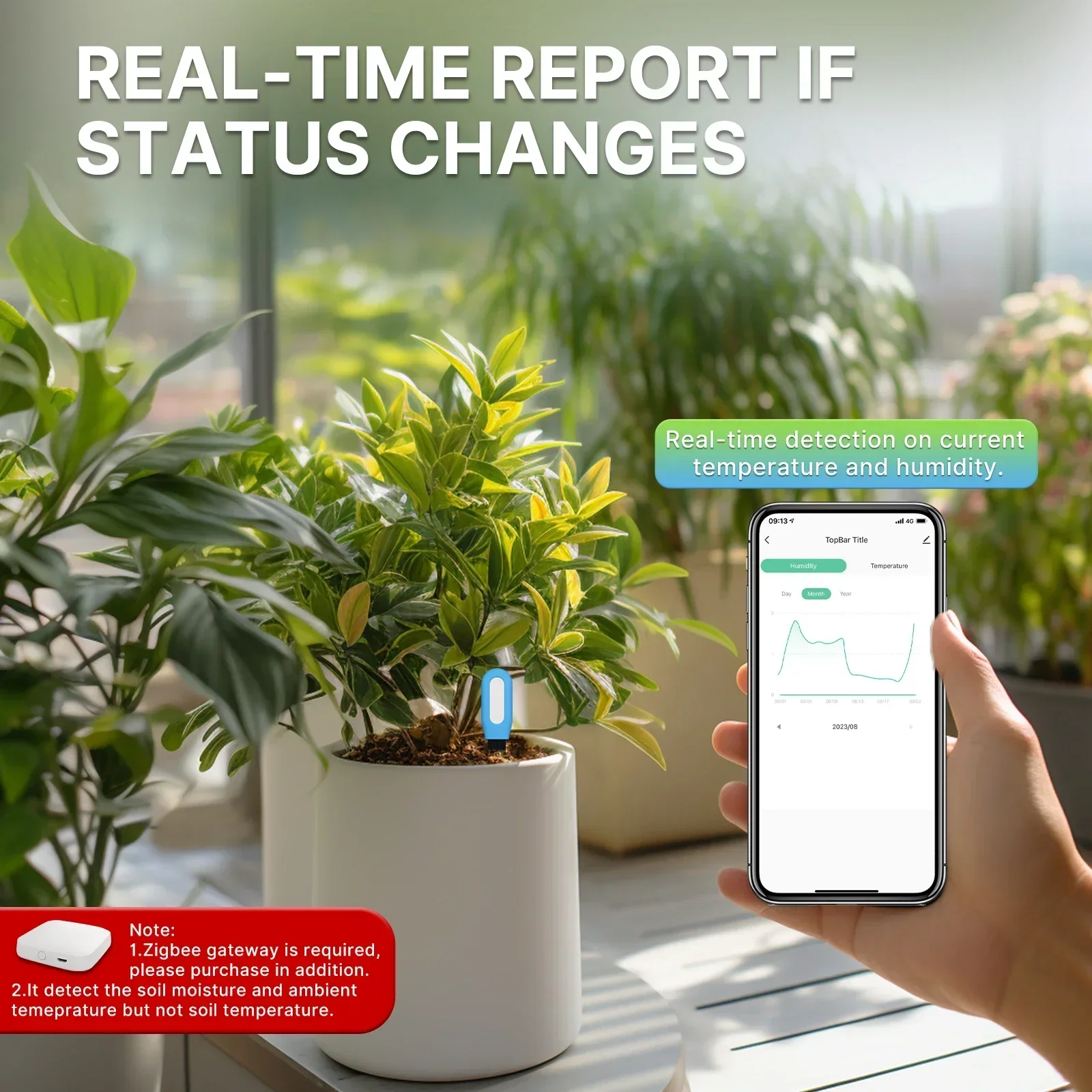 MOES Smart ZigBee Soil Tempera - Smart Garden Sensors avaliação e preço
