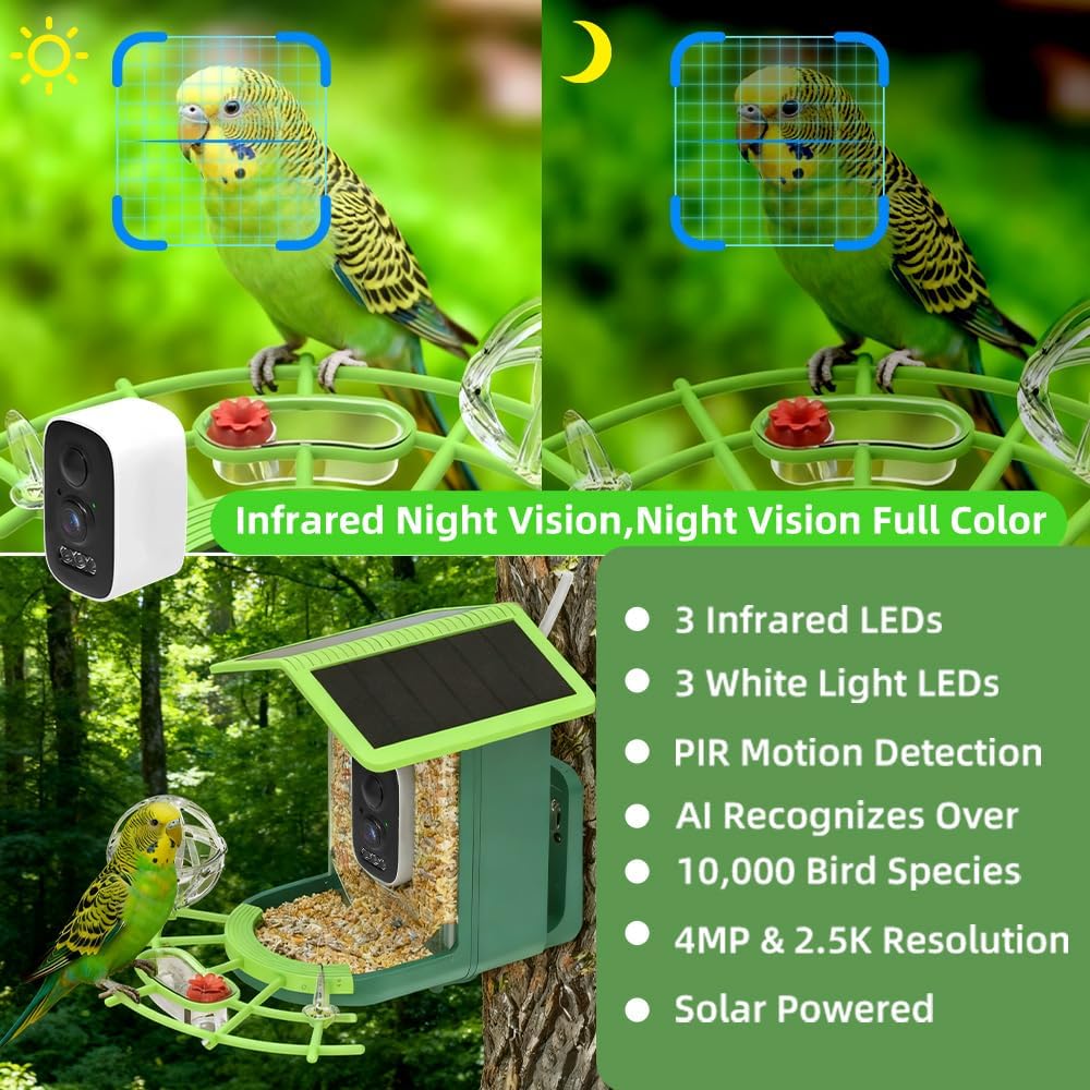 Smart Bird Feeder 2K Live View - Smart Bird Feeder Camera avaliação e preço