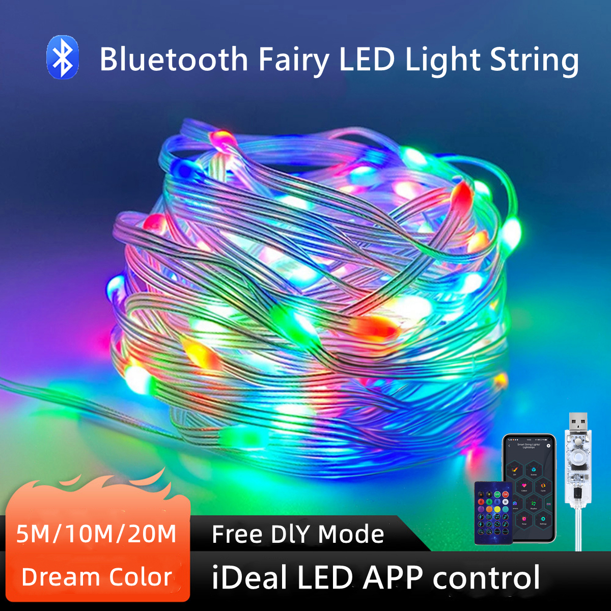20M 10M 5M Smart Bluetooth APP - Smart Garden Festoon Lights avaliação e preço