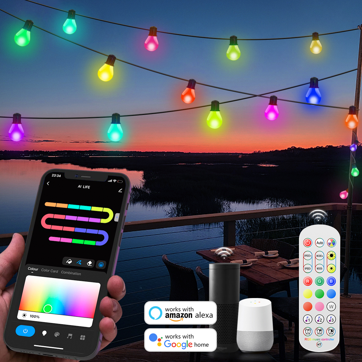 Tuya Smart WIFI G40 LED Bulb S - Smart Garden Festoon Lights avaliação e preço